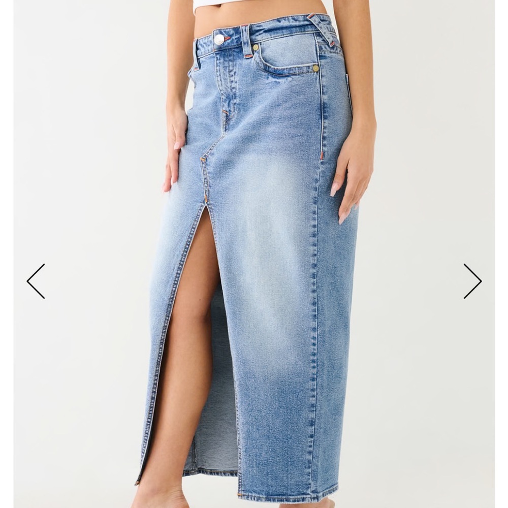 True Religion Denim Maxi Skirt w Slit